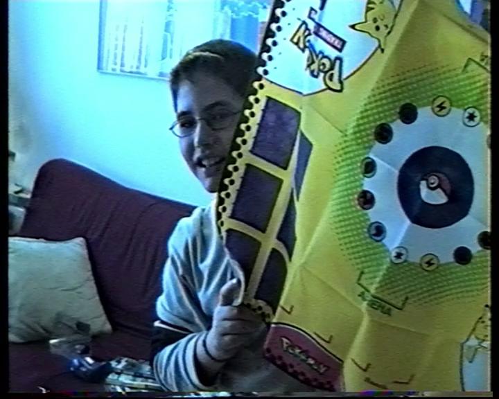 Adrià with his Pokémon Trading Card Game mat from 2003