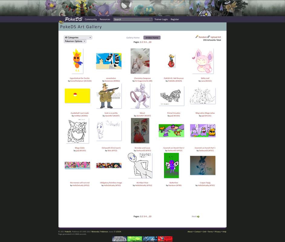 PokéDS Art Gallery page from May 2017