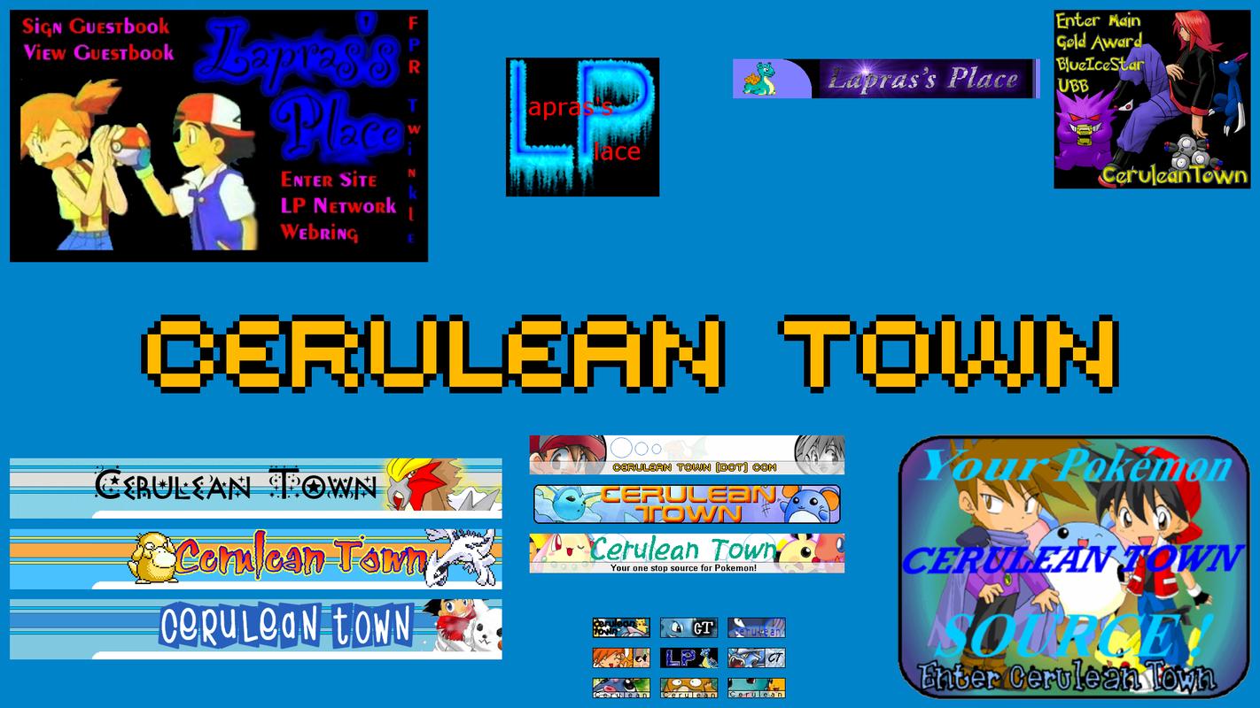 A selection of banners and logos from Cerulean Town and Lapras’s Place during its time online between 1998 and 2005