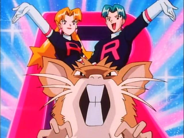 A screenshot of Cassidy & Butch, who first appeared in the Pokémon anime episode “The Breeding Center Secret”