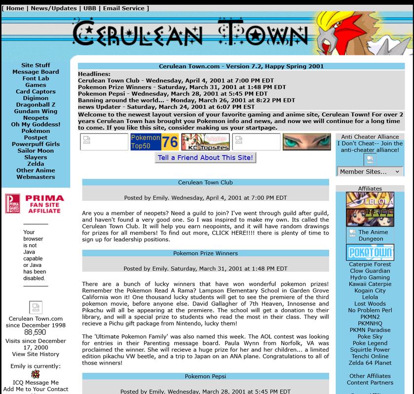 Cerulean Town’s layout (April 2001)
