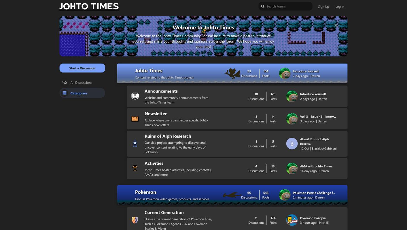 The Johto Times Community Forum in November 2025