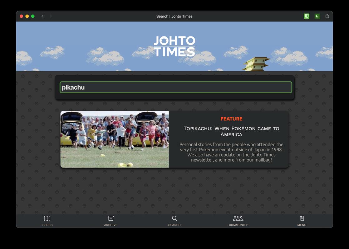 Johto Times search function should help readers find published content more easily