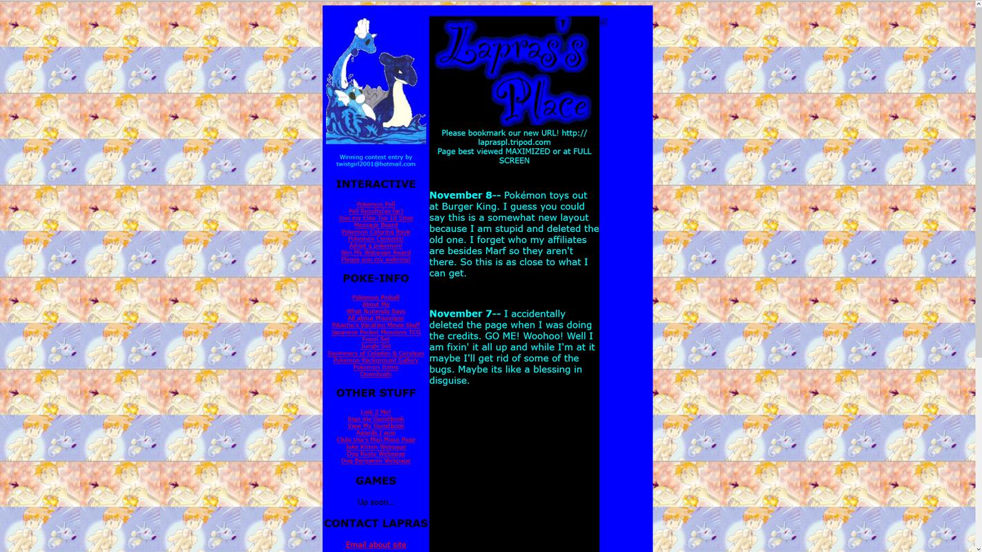 Lapras’s Place layout (November 1999)