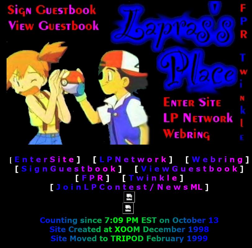 Lapras’s Place splash page (November 1999)