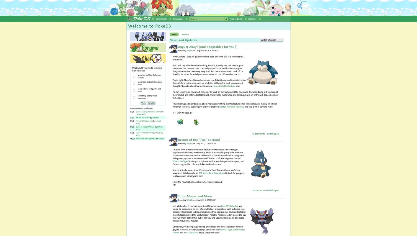 PokéDS layout in August 2012