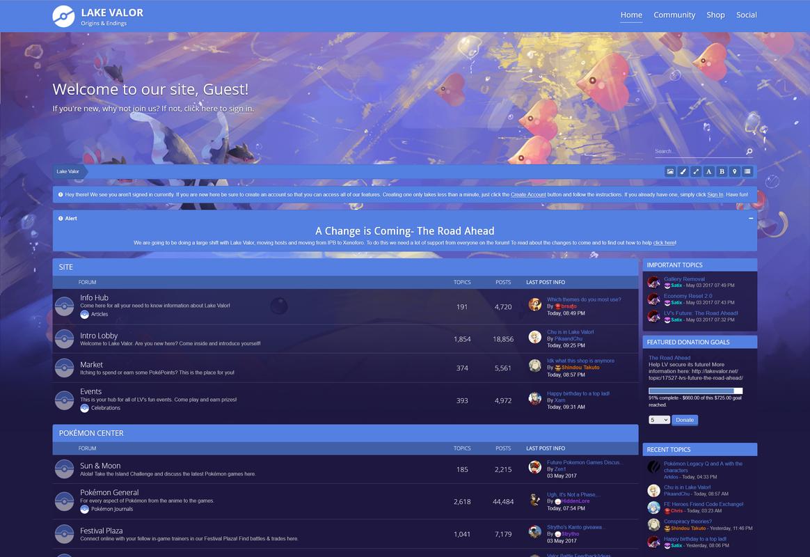 Lake Valor’s forum (May 2017)