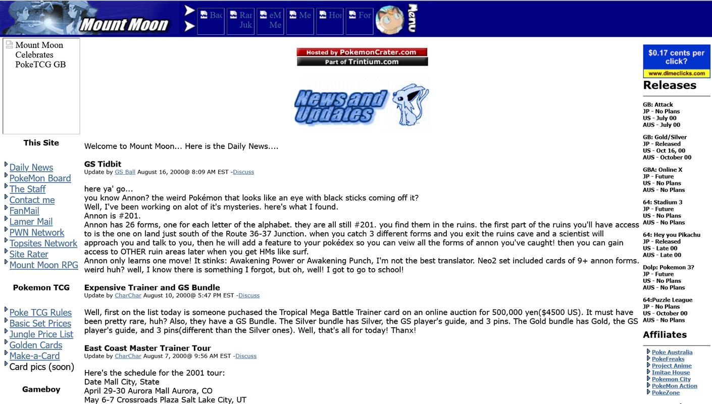 Mount Moon’s layout in September 2000
