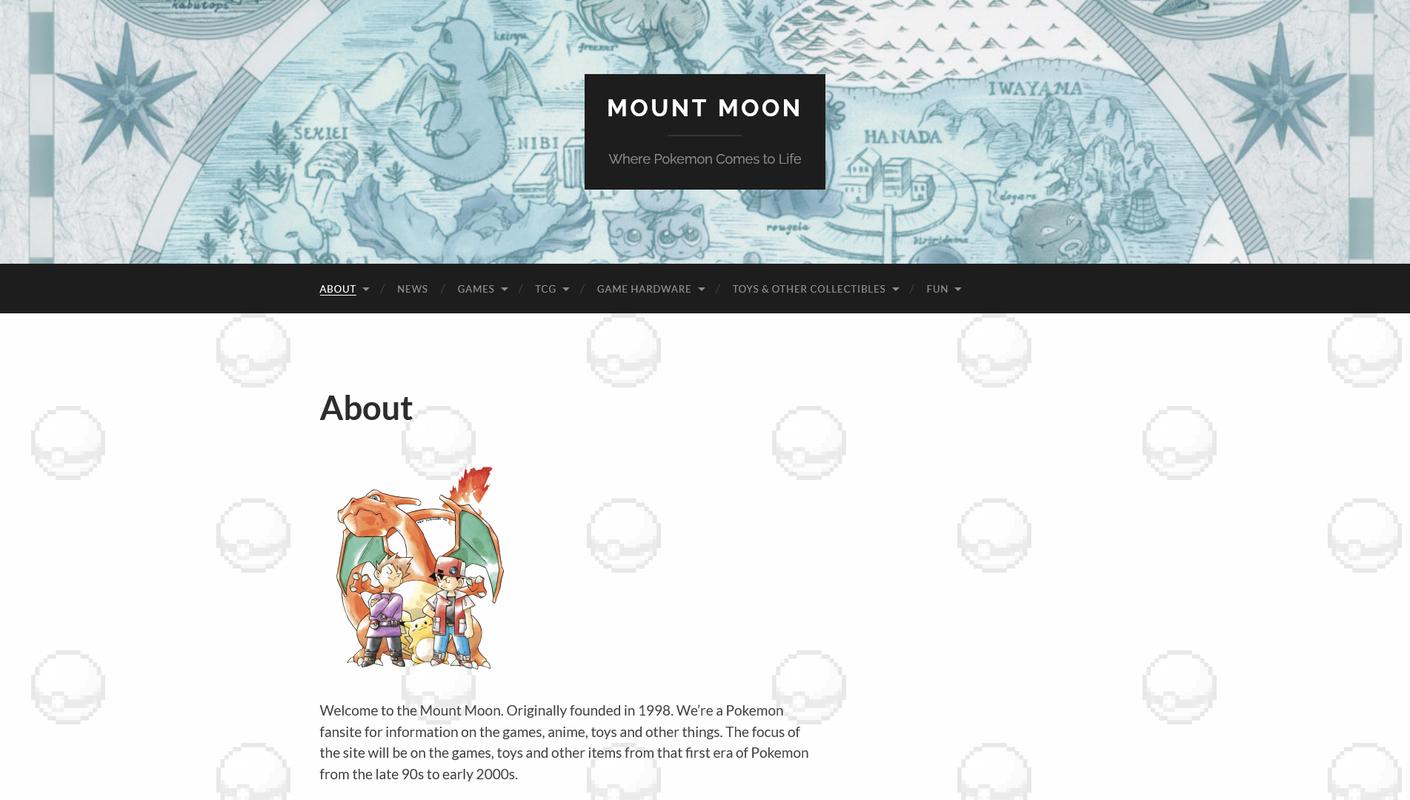 Mount Moon’s about page, as of May 2025