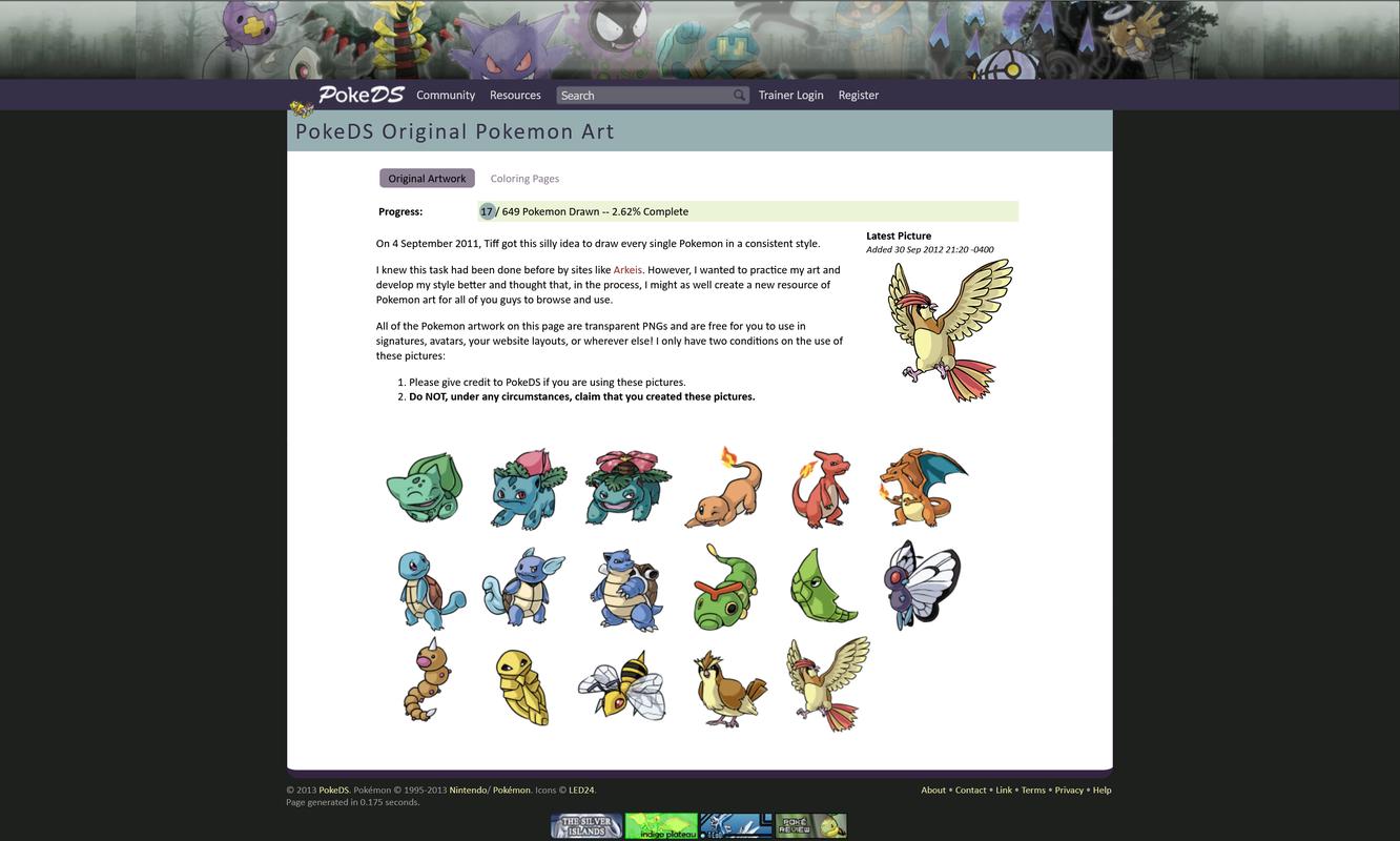 Tiff’s original Pokémon art page from September 2012