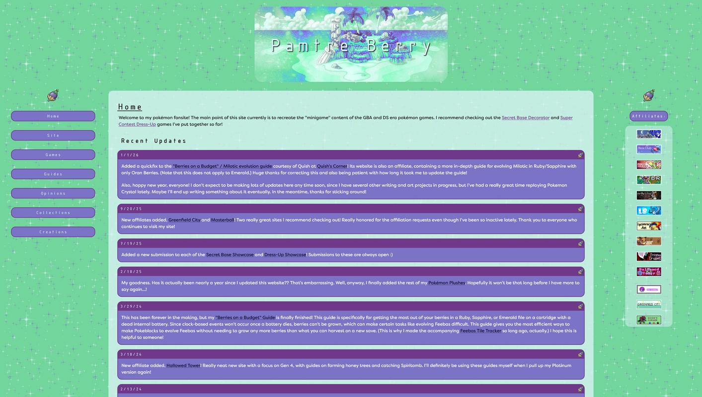 Pamtre Berry’s website layout (May 2026)