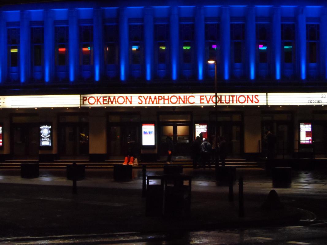 A photograph of the Hammersmith Apollo in London, which hosted Pokémon: Symphonic Evolutions