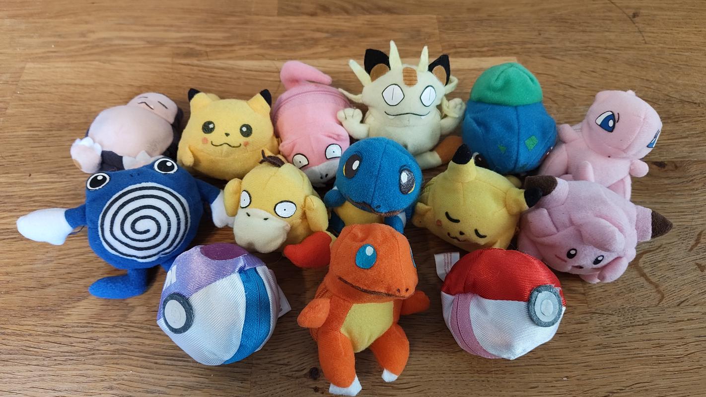 Photographs of Cas’s Pokémon plushies she received from E3 1998