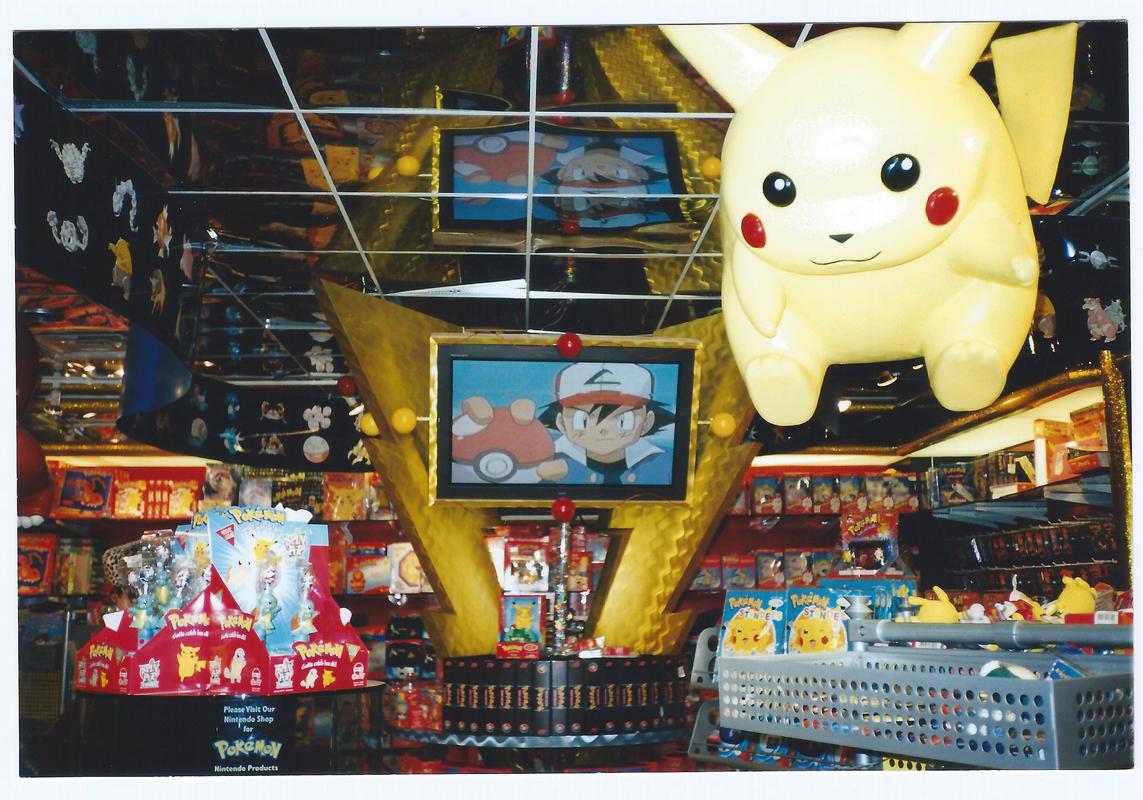 A photograph of the "Pokémon-o-rama" display at FAO Schwarz in NYC, around November/December 2000. The photo was taken by Steph while on a field trip when she was in sixth grade.