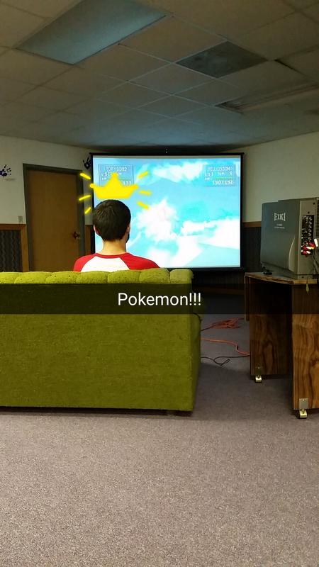 This screenshot, sent via Snapchat, shows their projector set-up