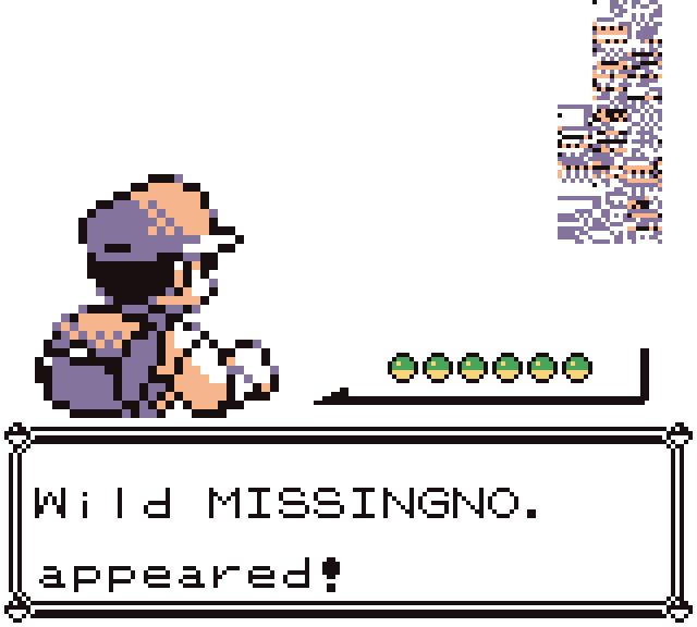A wild Missingno. encounter in Pokémon Red & Blue